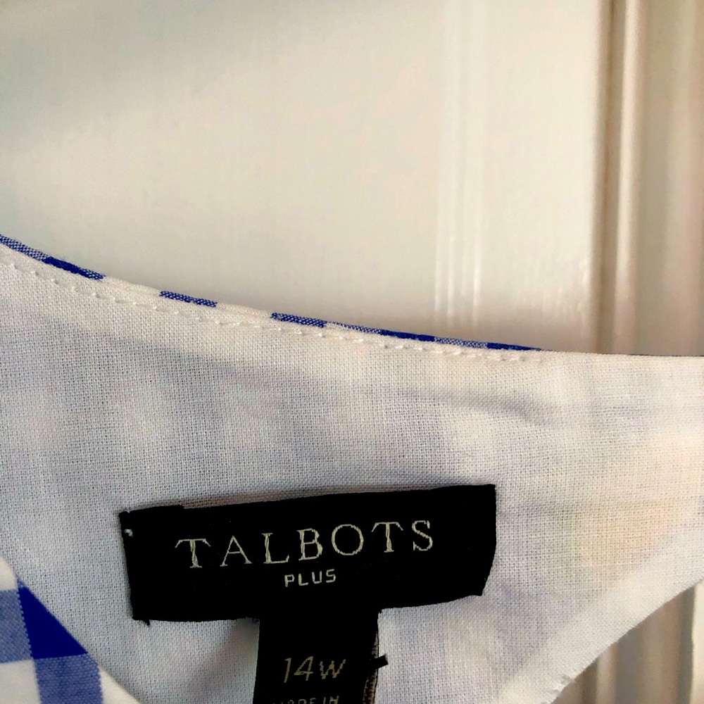 Talbots sleeveless gingham dress with lemon embroidered - Picture 2 of 4